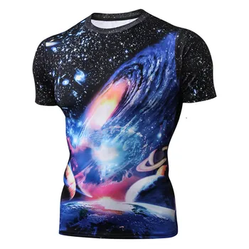 2023 Лятна Готина мъжка тениска с кръгло деколте и 3D Космически принтом, Мъжки градинска тениска Големи по размер Връхни дрехи 6xL