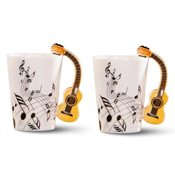 2X Креативна Новост, дръжка за Китара, керамична чаша, Чаша за чай с мляко, чаша, уникален Музикален Инструмент, подарък чаша