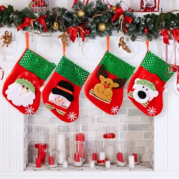 Коледни чорапи висулка Дядо Коледа Чорап Лосове Коледно дърво висящи украшения за дома Коледна украса подаръци аксесоари Нова година