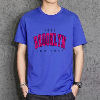 Мъжка тениска с принтом 1898 Бруклин, Ню Йорк, памучен класическа тениска, дизайнерски дрехи в стил харадзюку, дишаща мъжка тениска Оверсайз