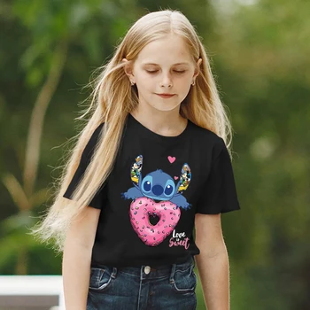 Риза За деца, Тениска с изображение на Дисни на Лило Стич, Сладка Тениска с изображение на Манга, Y2k, Графична Тениска За момичета И Момчета, Тениски, Дрехи